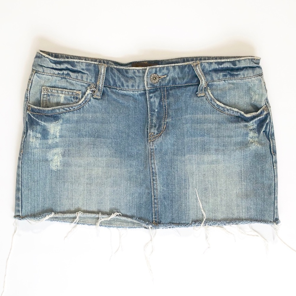 Distressed Denim Skirt